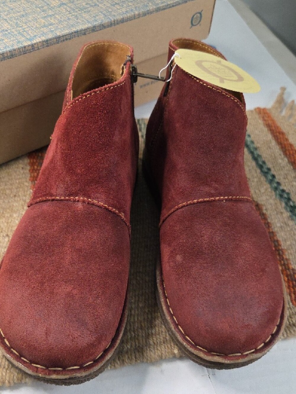 Born Womens Wine Suede Ankle Boots - Picture 2 of 7